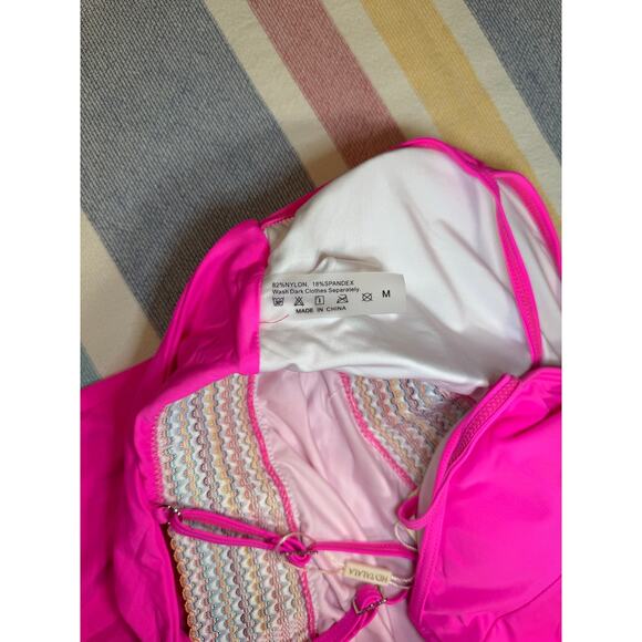 NWT HEYTALALA Hot Pink One-Piece Swimsuit Sz Medium - Picture 5 of 6